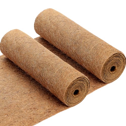 Ysglory 2 Rolls Coconut Liners for Planters 16x118 Natural Coco Fiber Coir Liner Roll Coconut Fiber Pad for Hanging Baskets Planters DIY Moss Pole Pet Reptile Carpet or Mat