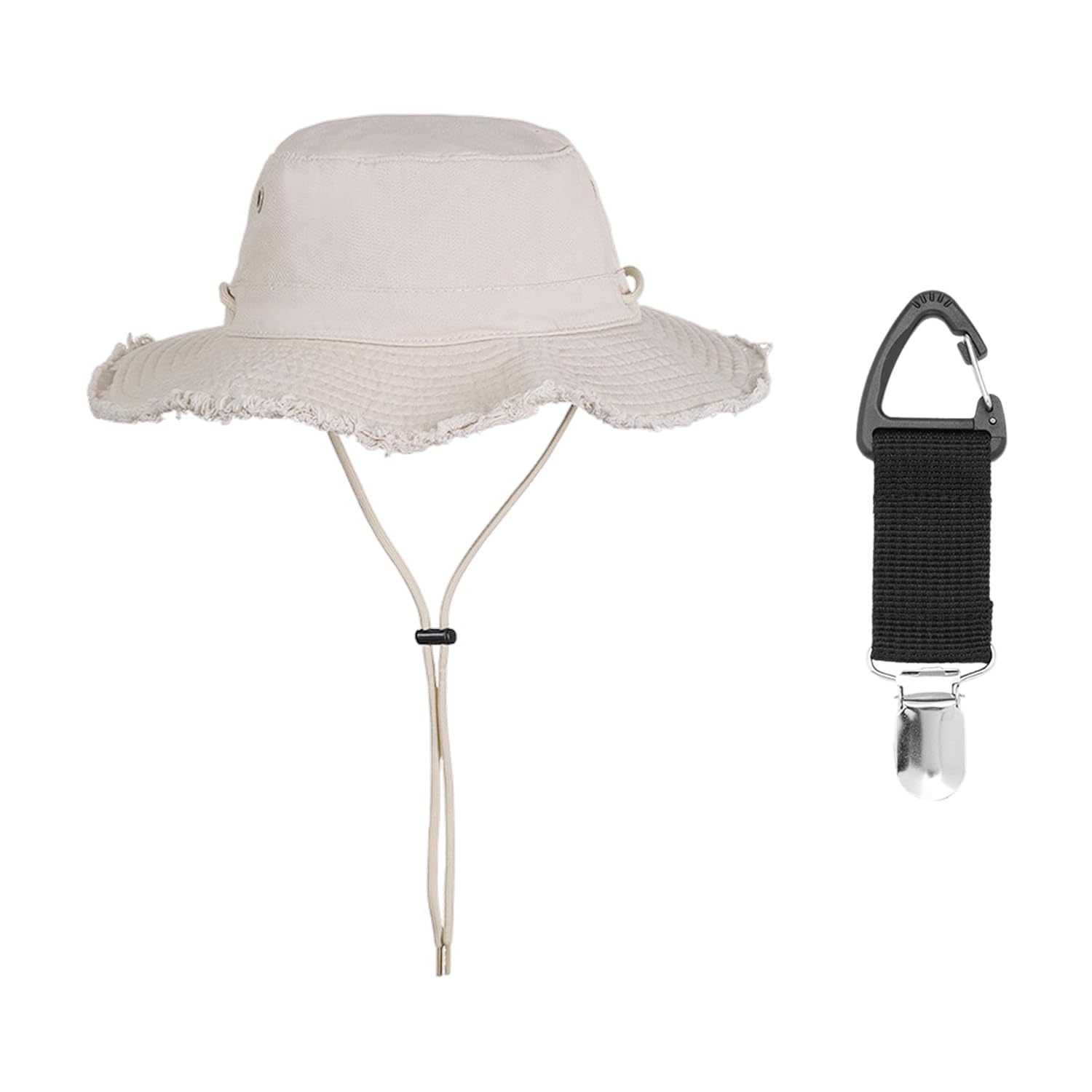 EJUFNS 1 Sunscreen Fisherman Hat And 1 Hat Clip, Cotton Wide-Brimmed Hat, Foldable Sun Hat, Breathable Outdoor Hat, Suitable For Hiking, Camping, And Travel.