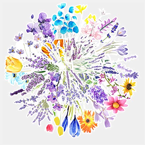 Flower Stickers| 50 Pcs Flower Waterproof Vinyl Stickers for Water Bottles Bicycle Laptop Refrigerator Luggage Computer Mobile Phone Skateboard Bike Decals - Thumbnail 5