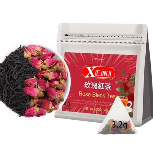 XIEJINJI Rose Black Tea - 40 Tea Bags, Natural Dried