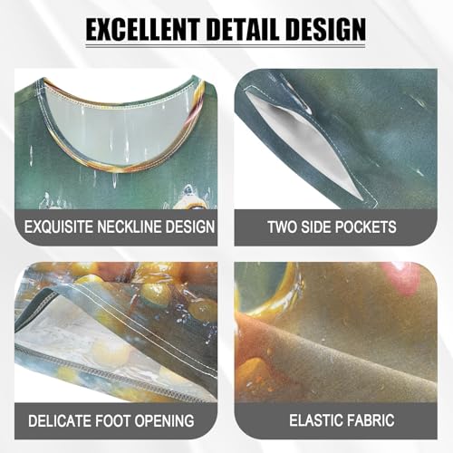 ALAZA Cute Frog Rain Pajamas Set Short Sleeve Cotton Sleepwear Summer Pjs 2 Piece 5-14Y4