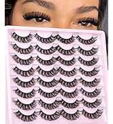 False Eyelashes Wispy 16MM Lashes Natural Look Fluffy D Curl Cat Eye Lashes that Look like Eyelas...