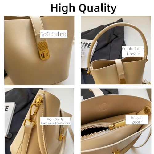 Bucket Bag for Women Stylish Shoulder Bag PU Leather Crossbody Bag Trendy Purse with Zipper Closure2