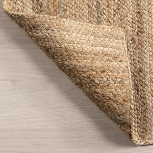 Image of Handwoven Jute Square Rug, Natural Fibres, Braided Reversible Carpet for Bedroom Living Room Dining Room (Creem, 6X9 Feet) pattern15