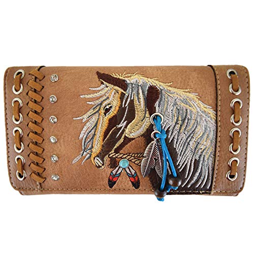 Image of Tooled Leather Laser Cut Western Style Horse Cowgirl Purse Country Totes Women Handbag Everyday Shoulder Bags Wallet Set
