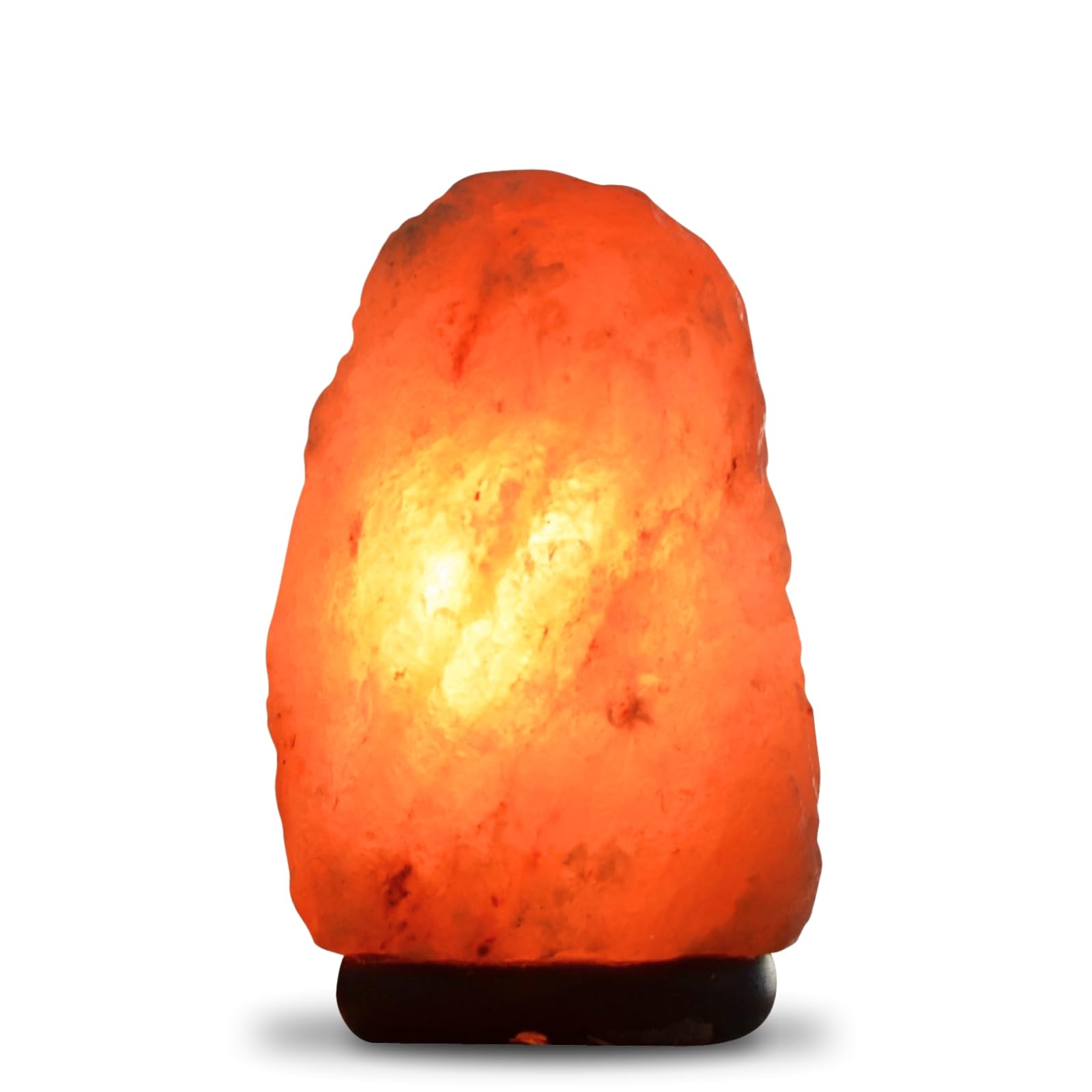 Salzlampe aus natürlichem Kristallsalz aus dem Salt Range, Pakistan, 2-3 kg – 100% reines Kristallsalz – handgeschnitzt – inklusive Kabel und Glühbirne – Holzsockel – hochwertige Qualität – Zen’Light