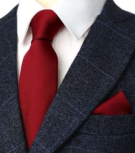 Image of Boy's Solid Tie with Pocket Square Set, Regular Necktie for Children and Kids, Self-Tied