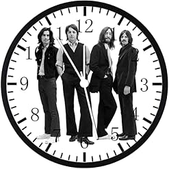 E41 Horloge murale Beatles 30,5 cm avec cadran en verre transparent silencieux, sans tic-tac, idéale pour offrir ou… - Les Beatles, Paul McCartney, John Lennon, RIngo Starr, George Harrison