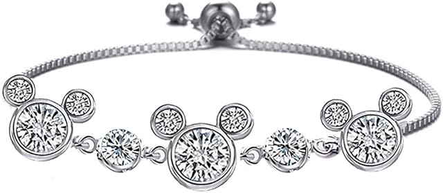 baobei Mickey mouse Bracelets for her, crystal bracelets, Sterling Silver bracelets, Zirconia Minnie mouse Bracelets, Adjustable Infinity Bracelets Gift For women Girls, friendship bracelets