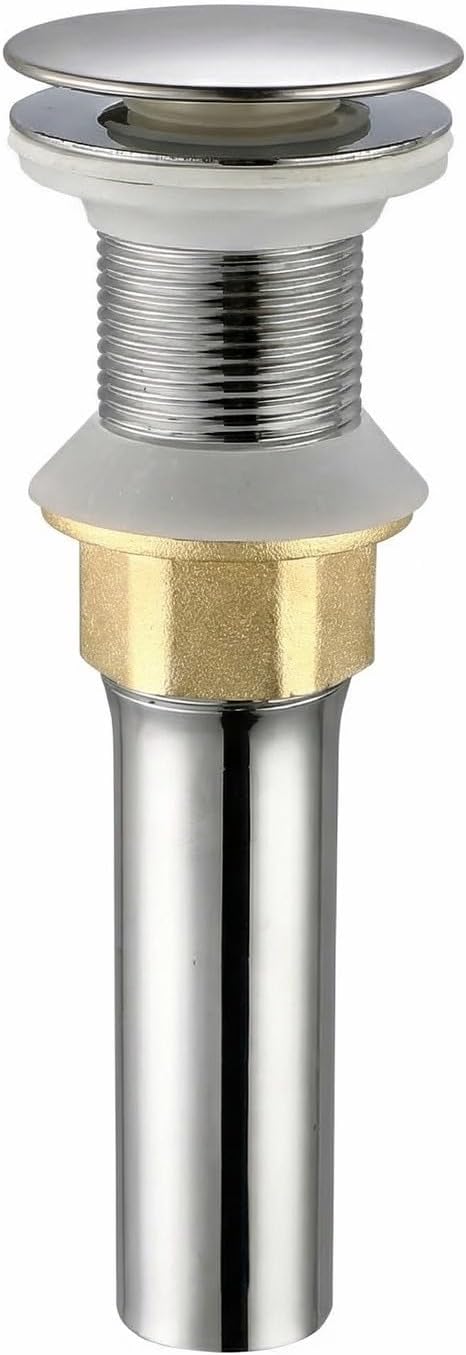 Bathroom Sink Drain, Drain Stopper Bathroom Sink Without Overflow, Assembly with Detachable Strainer Basket, Built in Anti Clogging Pop Up Drain Strainer, Stainless Steel Brushed Nickel 1Pcs