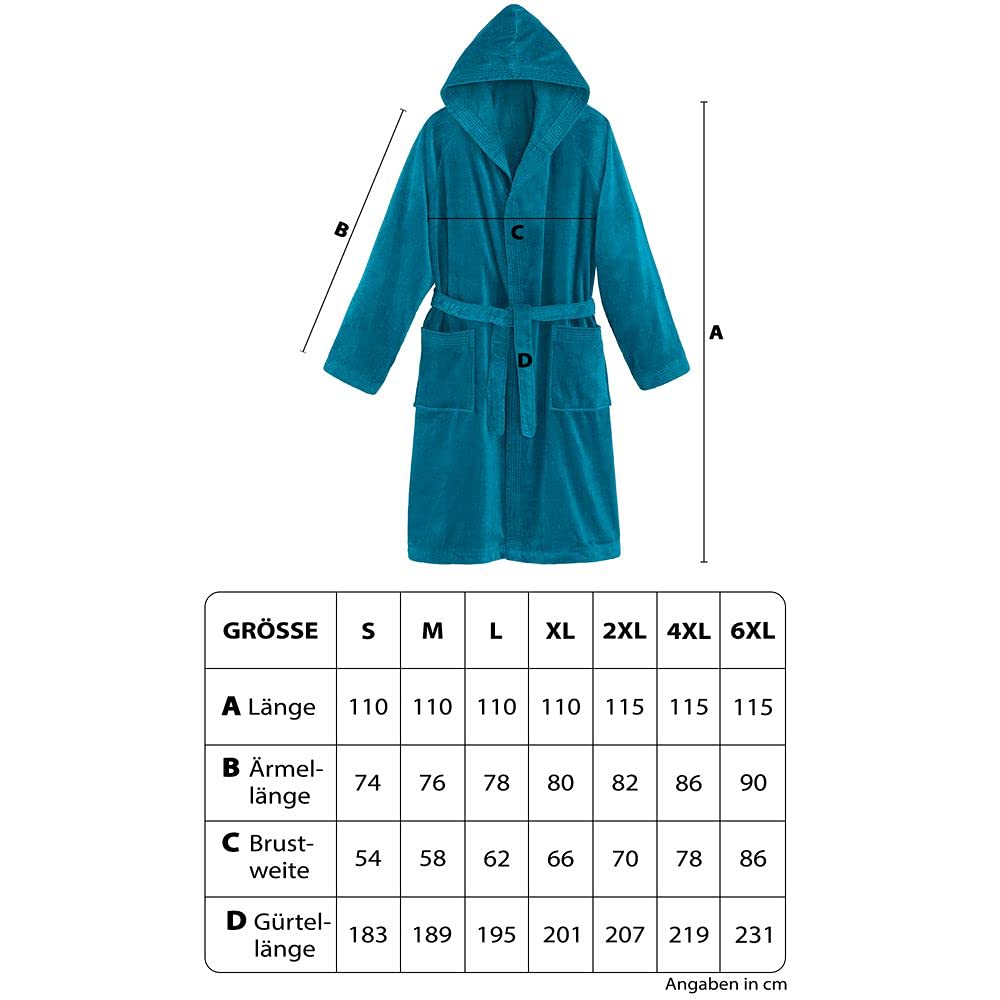 PANA Miami Velour Robe de Chambre Peignoir de bain unisexe en coton avec capuche • Peignoir pour femme • Peignoir à capuche • Tissu doux • Longueur genoux