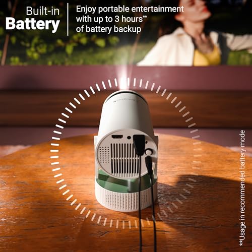 Image of Zebronics Rechargeable Smart Projector, 4K Support, Built-in Battery Upto 3hr, 4000 Lumens, 381cm Screen, Dual Band Wi-Fi, 720p Playback, Bt v5.4, App Support, Built-in Speaker (Pixa Play 76B)