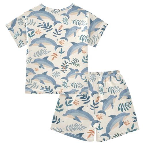 ALAZA Dolphin Coral Reef Fish Pajamas Short Sleeve 2 Piece Sleepwear Top and Bottom Pajama Set Unisex2