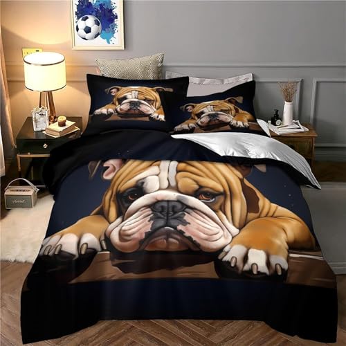 Parure de lit 3D Bouledogue hypoallergénique, textile microfibre résistant de qualité - 6