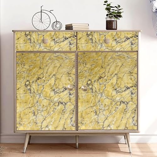 Image of WISDOM Countertop Peel and Stick Marble Contact Paper for Countertops Vinyl Waterproof Self Adhesive Countertop Contact Paper Marble Wallpaper (Yellow Marble Wallpaper, 24x100 inch)