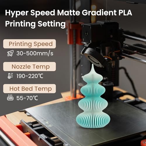 Image of ERYONE Matte Gradient Rainbow 3D Printer PLA Filament 1.75 + /- 0.03mm, HS Matte Multicolor High Speed Filament PLA 1KG(2.2LBS) Spool, Snowfield(MintGreen White)