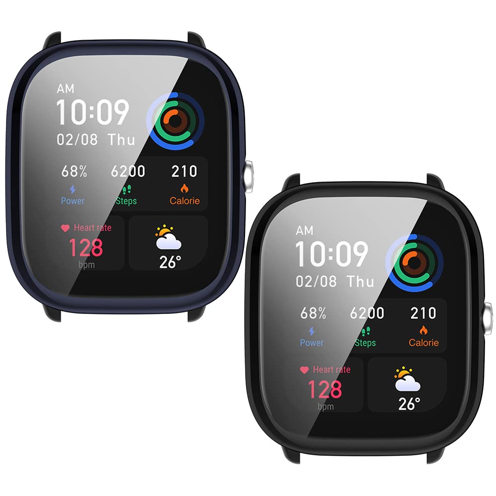 GIOPUEY Cover Compatibile con Amazfit GTS 4 Mini, Pellicola Protettiva Vetro + Cornice in Plastica Rigida, Protezione a 360°, Amazfit GTS 4 Mini