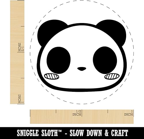 Miniatura 8 de Encantador Kawaii Chibi Panda Bear Face Blushing Cheeks Sello de goma autoentintado para sellar planificadores de manualidades, mini de 12 pulgada,