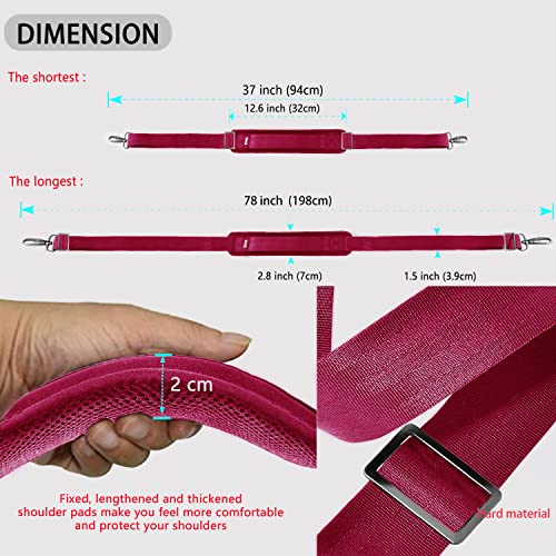 Image of ZINZ Shoulder Strap 78 inch Universal Handbag Strap with Ultra-thick Fixed Padded and Dual Balanced Adjustable Buckles Shoulder Crossbody Strap for Briefcase Messenger Bag Laptop bag Luggage,Red