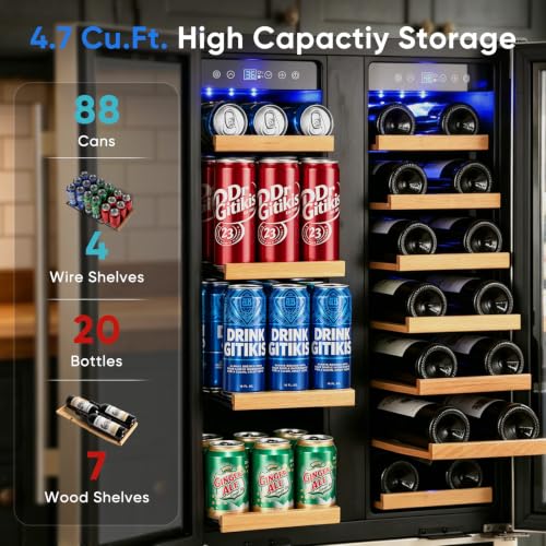 Image of 24 Inch Dual Zone Wine and Beverage Refrigerator Cooler Under Counter