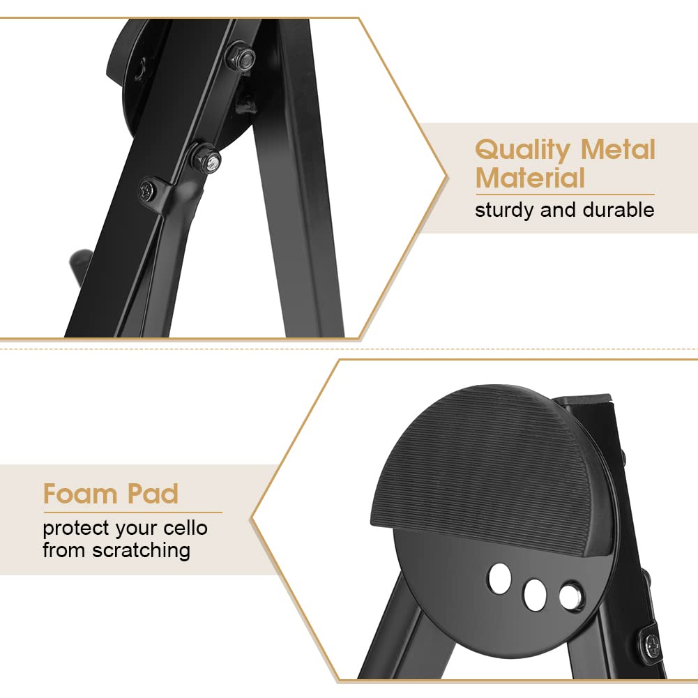 Wakects Soporte Universal para Violonchelo de Acero, Portátil con Almohadilla de Espuma, Accesorio para Instrumento Musical, 35.6 x 30.5 x 39.9 cm