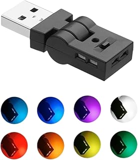 車内用品 USBライト ミニLEDライト スイング車内ライト 車アクセサリー 簡単取付 8色 照射方向切替 USB給電 小型 軽量 (1個入り)