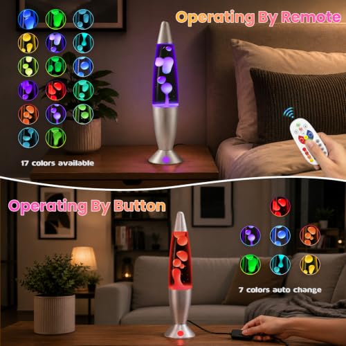 Image of 13.5 Inch Small Liquid Motion Lamp 17 Color Color Changing Lamp Blue Pink Red Green Purple LED Table Lamp Night Light Relax for Adults and Kids Nightlight for Bedroom, Living Room
