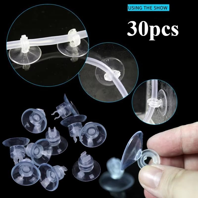 1pc Suction Cup Aquarium Sucker For 4mm Air Hose Line Pipe Tube Wire Holder Used Air Pump Fish Tank Accessories(C,30pcs)