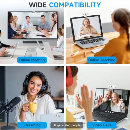 Image of AOC 4K Webcam for PC, Streaming Camera with Noise-Canceling Mic, White
