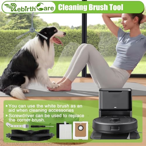 Rebirthcare L60 Replacement Parts for Eufy L60/L60 Series/L50/L50 Series Robot Vacuum Cleaner, 6 Side Brushes, 2 Roller Brushes, 2 Dust Bags, 1 White Brush, 6 Filters