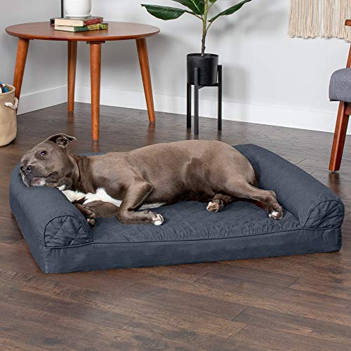 Furhaven Orthopedic Dog Bed For Large/Medium Dogs W/ Removable Bolsters & Washable Cover - Quilted Sofa - Iron Gray, Large #TOP2