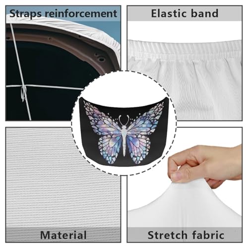Image of Stained Glass Butterfly Car Hood Covers for Automobiles, Abstract Butterfly Pattern 3X5FT Stretchable Polyester Suitable for Most Vehicles Sedans Trucks