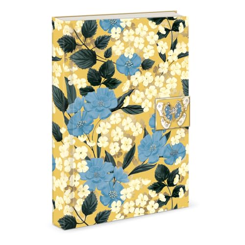 Journal Punch Studio broche de jardin anti-bavure carnet intime sécurisé or bleu 50482