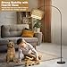 Rattan Floor Lamp, Arc Floor Lamps for Living Room, Farmhouse Standing Lamp with Adjustable Hanging Fabric Shade, Tall Pole Lamp with Foot Switch, Over Couch Arched Reading Light for Bedroom, Office