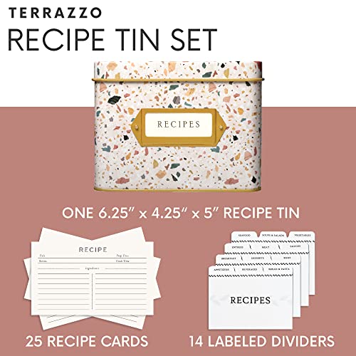 Jot & Mark Recipe Card Gift Box, 25 4x6 inch Cards, 14 Dividers, Decorative Tin Box - Image 3