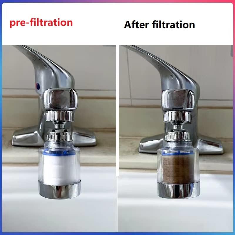 Kraanfilter voor wastafel, 360 graden draaibare kraanfilter, keukenkraanfilter verwijdert chloor, fluor, zware metalen en hard water uit het huishouden, keuken en badkamer
