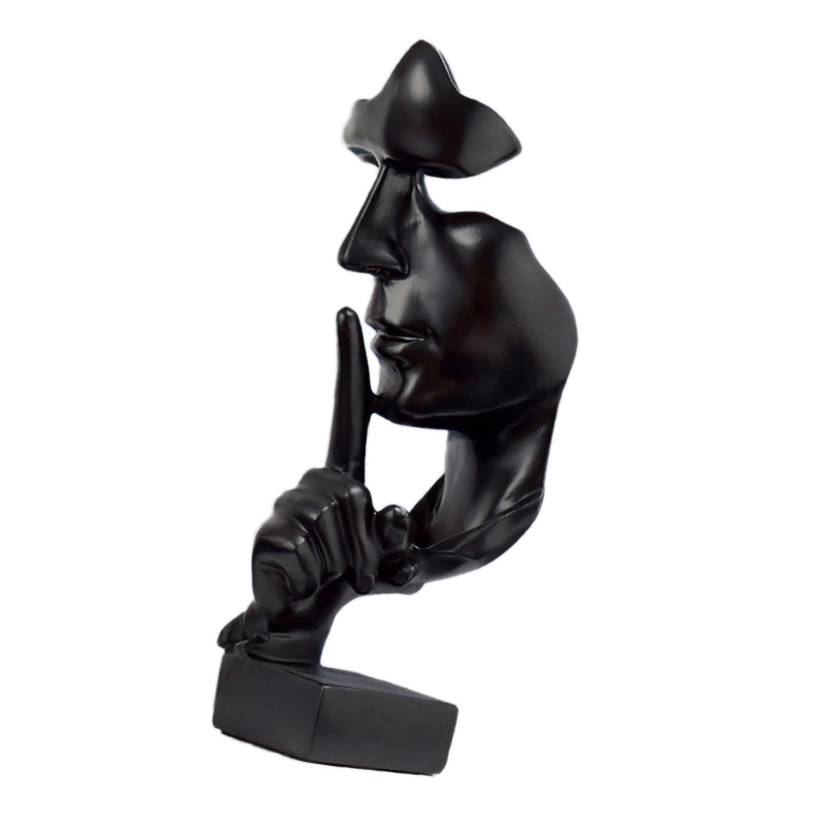 Statua Myśliciela Figurka sztuki abstrakcyjnej Cisza to złota rzeźba dekoracyjna do biblioteki domowego biura Żywica syntetyczna Kompaktowy rozmiar (Czarny)