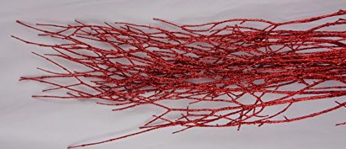Twinkly Twigs 3-4 Foot Natural Branches Red Glittered 3 Stem Bundle