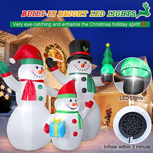 7Ft Large Christmas Inflatables Snowman Family Outdoor Decorations Blow Up Yard Decor Snow Man Built-In Bright Led Lights With Christmas Tree & Gift Box For Xmas Holiday Party Garden Patio Lawn Indoor #TOP2