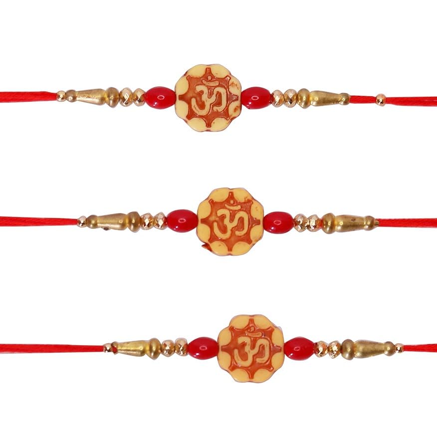 Rakhi for Brother Designer Rakhi with Colorful Beads Designer Rakhi, Indian Rakhi, Handmade Rakhi, Rakhi Bracelet Multi Design and Assorted Color Raksh Bandhan Rakhi Set of 3