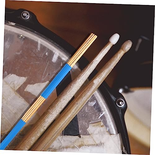 1 par de baquetas de madera para tambor con varillas para Jazz y música folclórica, color azul miniatura 4