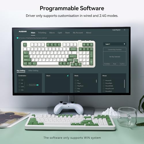 Image of AUSDOM 98Pro Wireless Mechanical Keyboard, Tri-Mode BT /2.4GHz /USB-C Hot Swappable Custom Gaming Keyboard with Backlit, Gasket Structure, Linear Switches for Windows /Mac /PC (Clicky Sound)