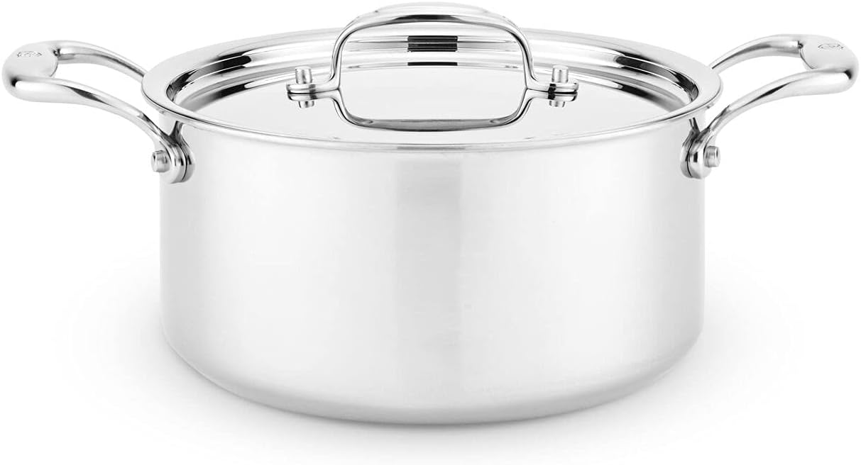 Heritage Steel 4 Quart Sauce Pot - Titanium Strengthened 316Ti Stainless Steel with 5-Ply Construction - Induction-Ready and Fully Clad, Made in USA