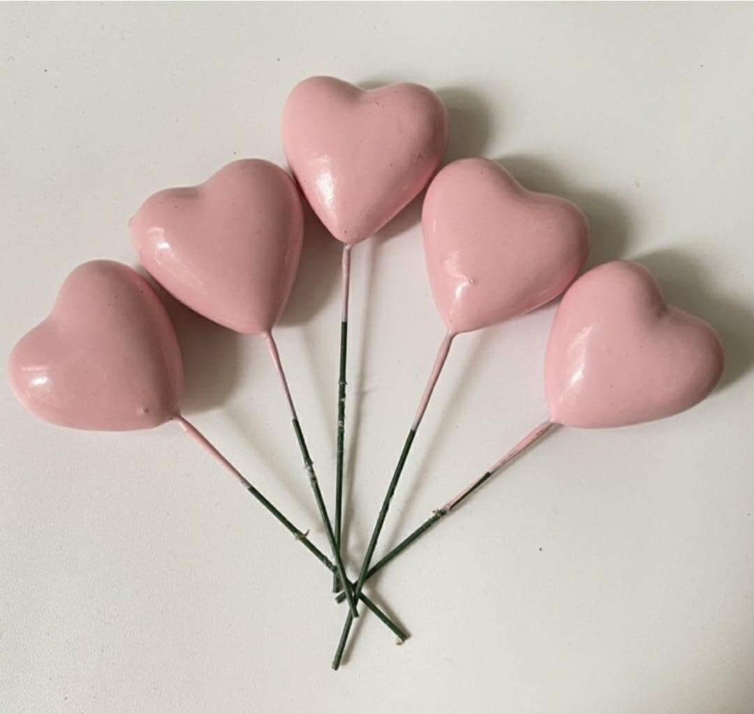 Homebakers Mart 20 Pc Heart Shape Faux Ball Cake Topper Ball Topper Cake Decorating Faux Ball Topper Cake Decorating Balls Cake Topper (Pink)