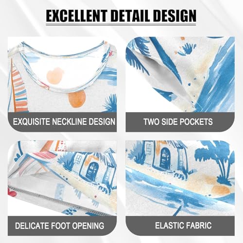 senya Palm Trees Island Summer Pajamas Set Short Cotton Sleepwear 2 Piece4