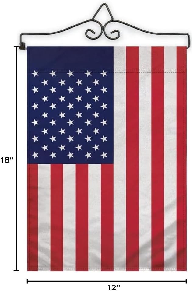 Garden Flag Wall Hanger (Black) & USA 12x18" Garden Flag Full Kit - All Season Decor