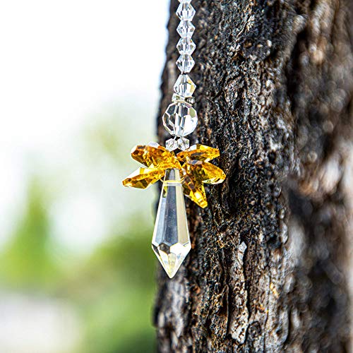 Rainbow Guardian Angel Crystal Suncatcher As Home/Car Decoration & Porch Decor & Hangings Crystal Glass Ornament (Yellow) #TOP4