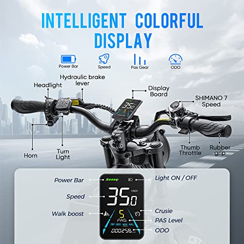 Eahora Romeo 60Ah 1000W Electric Bike For Adults Long Range Electric Bike 26 * 4.0 Fat Tire Electric Bike Full Suspension Electric Mountain Bike For Commute, Delivery And Longer Trip (Red) #TOP5