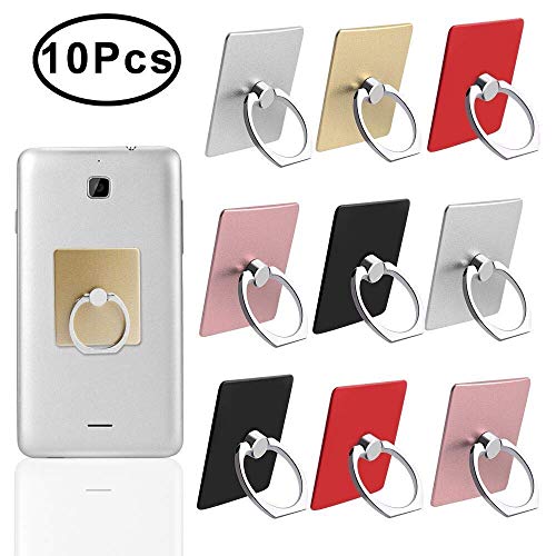 Outee 10 Pcs Cell Phone Ring Holder Phone Ring Stand Holder Finger Ring Phone Grip Stand 360 Degree Rotation Universal for Smartphone Tablets