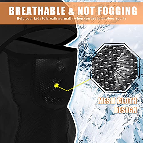 Breathable Kids Balaclava Ski Mask (2 Pack), Fleece Winter Face Mask For Cold Weather Boys Girls - Children Snow & Windproof Hat (Black + Purple) #TOP2